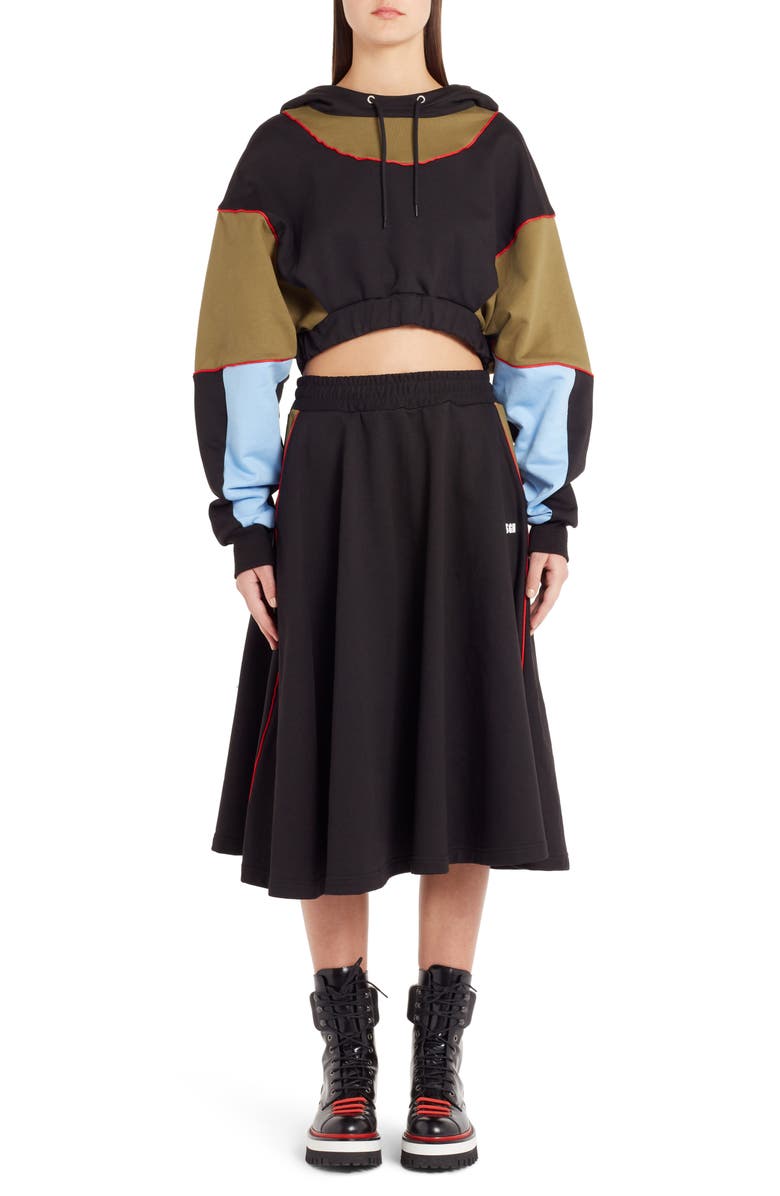 MSGM Colorblock Crop Hoodie, Alternate, color,