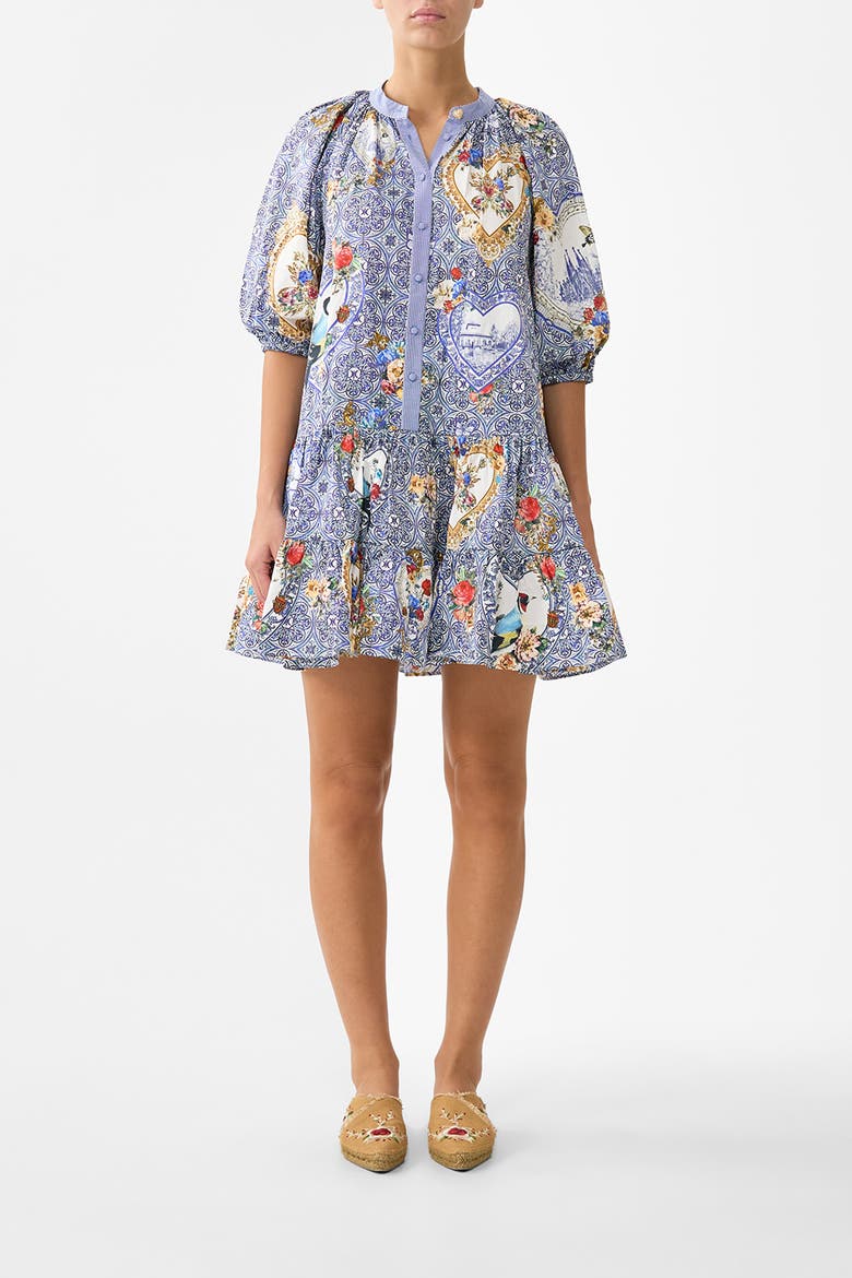 Puff Sleeve Shirt Dress, Main, color, The Pottery Parlour