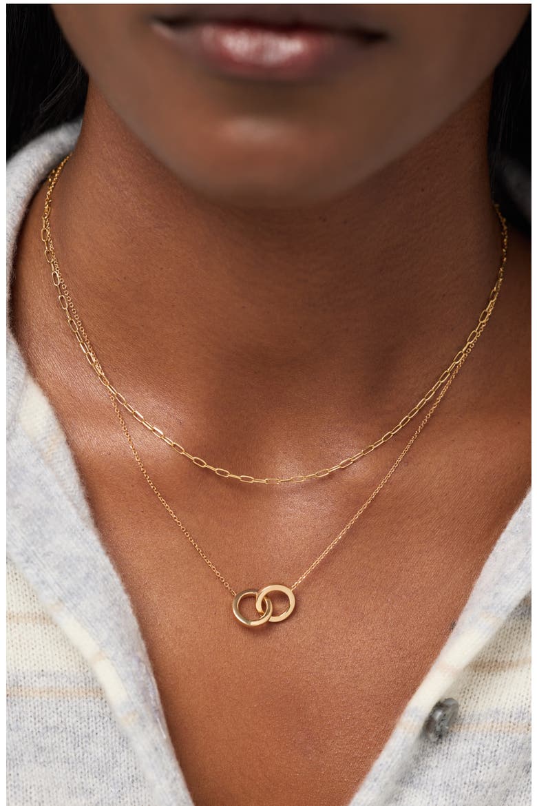 Solid Yellow Gold - Duo Links Necklace, Alternate, color, Gold