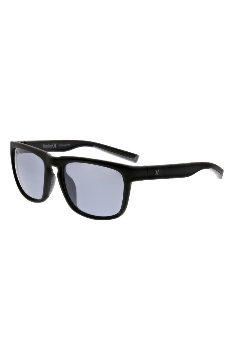 Hurley Modern 56mm Polarized Square Sunglasses, Alternate, color, Rubberized Black/Charcoal