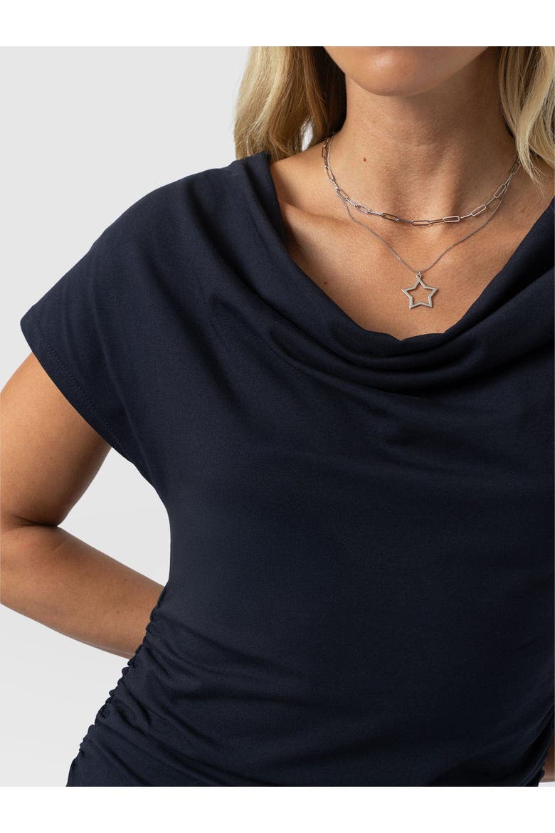 Laurie Cowl Neck Dress, Alternate, color, Navy