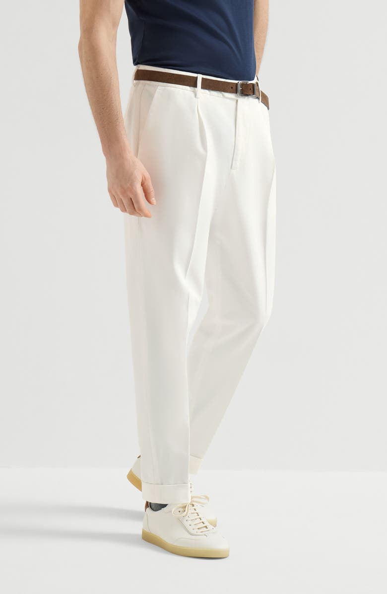 Brunello Cucinelli Gabardine garment dyed trousers, Alternate, color, Snow