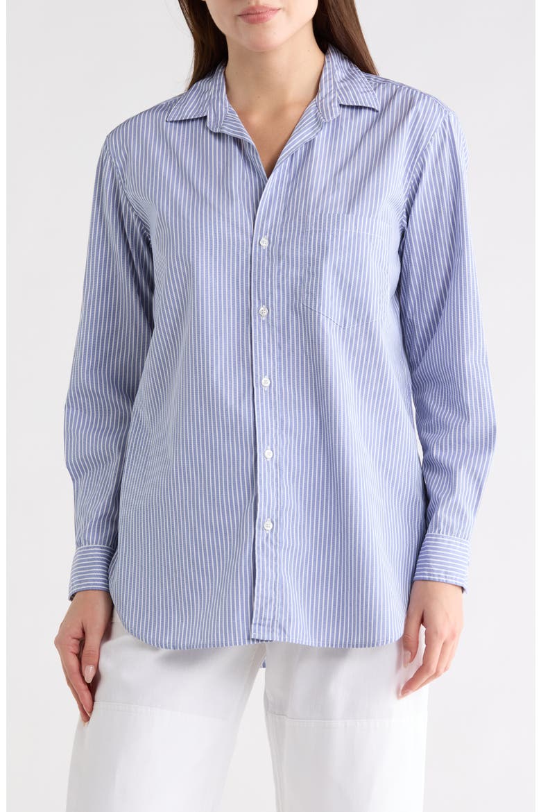 Stripe Cotton Button-Up Shirt, Main, color, BLUE WHITE STRIPE