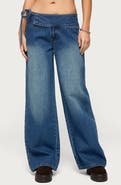 EDIKTED Cleo Tie Waist Wide Leg Jeans