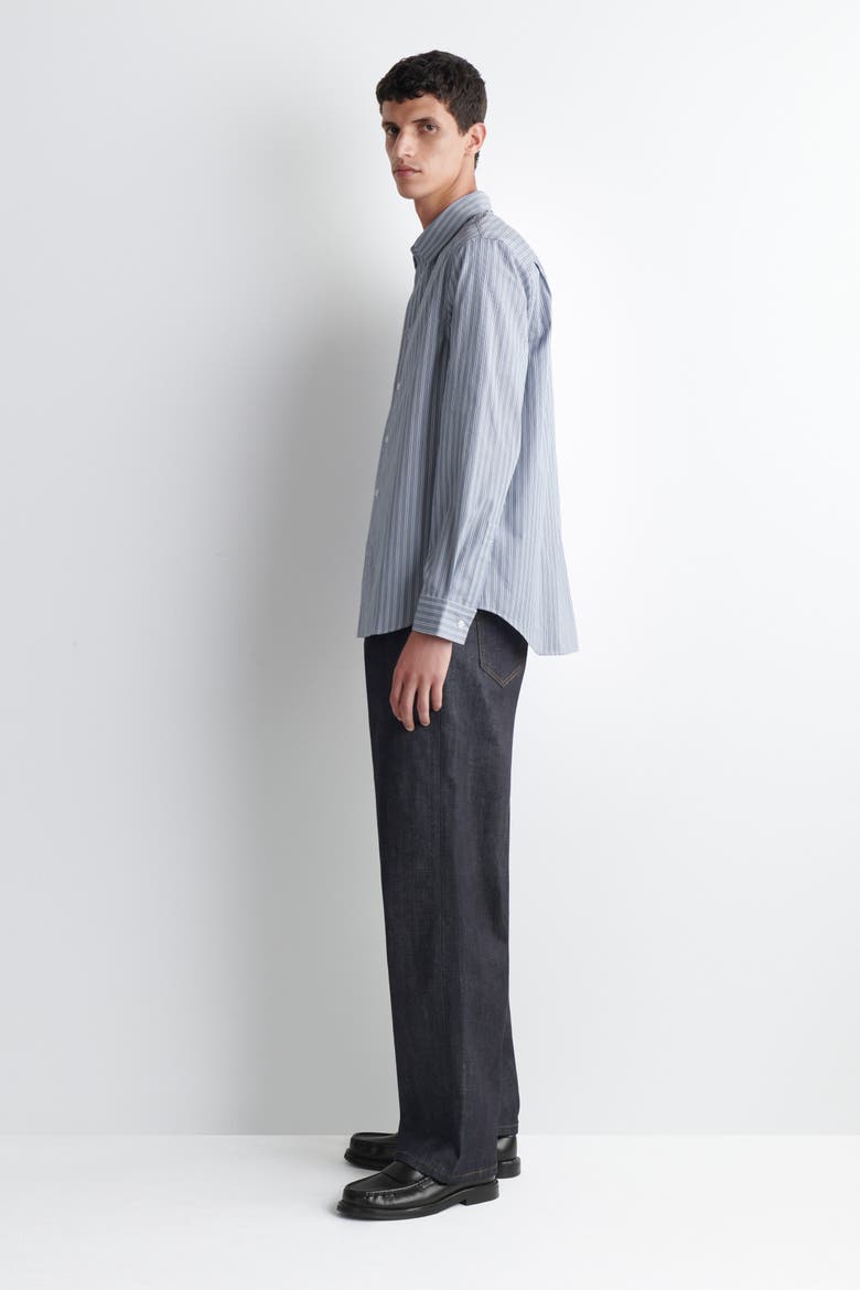 Relaxed Striped Cotton Shirt, Alternate, color, BLUE / STRIPED
