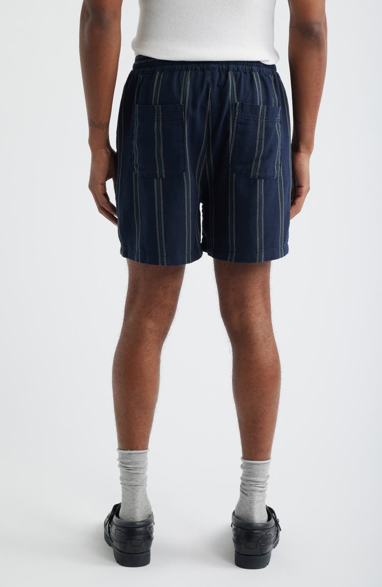 Les Deux Lawson Stripe Cotton Drawstring Shorts, Alternate, color, Dark Navy