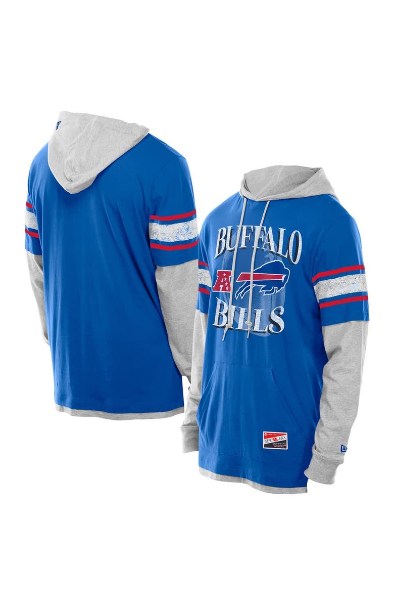 New Era Men's New Era Royal Buffalo Bills Twofer Layered Long Sleeve Hoodie T-Shirt, Main, color,