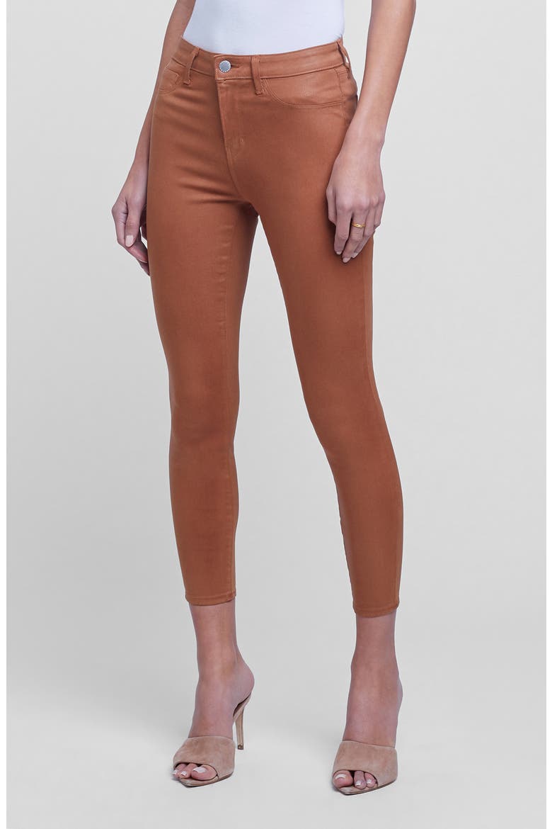 High Waist Crop Jeans, Alternate, color, JAVA COATED
