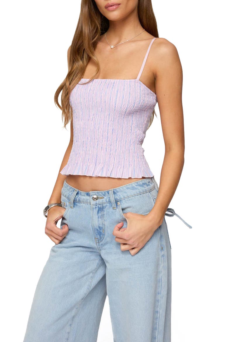 Leela Stripe Smocked Tank, Alternate, color, PINK