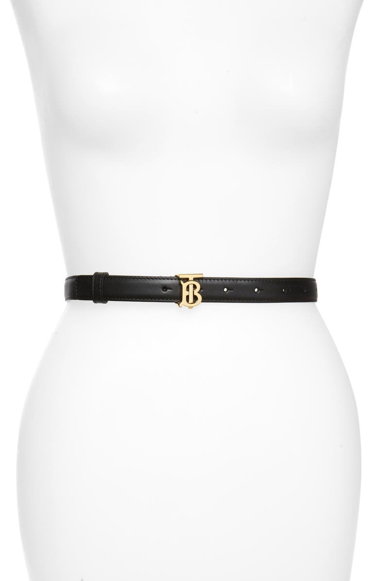 Burberry Monogram Motif Leather Belt, Main, color,