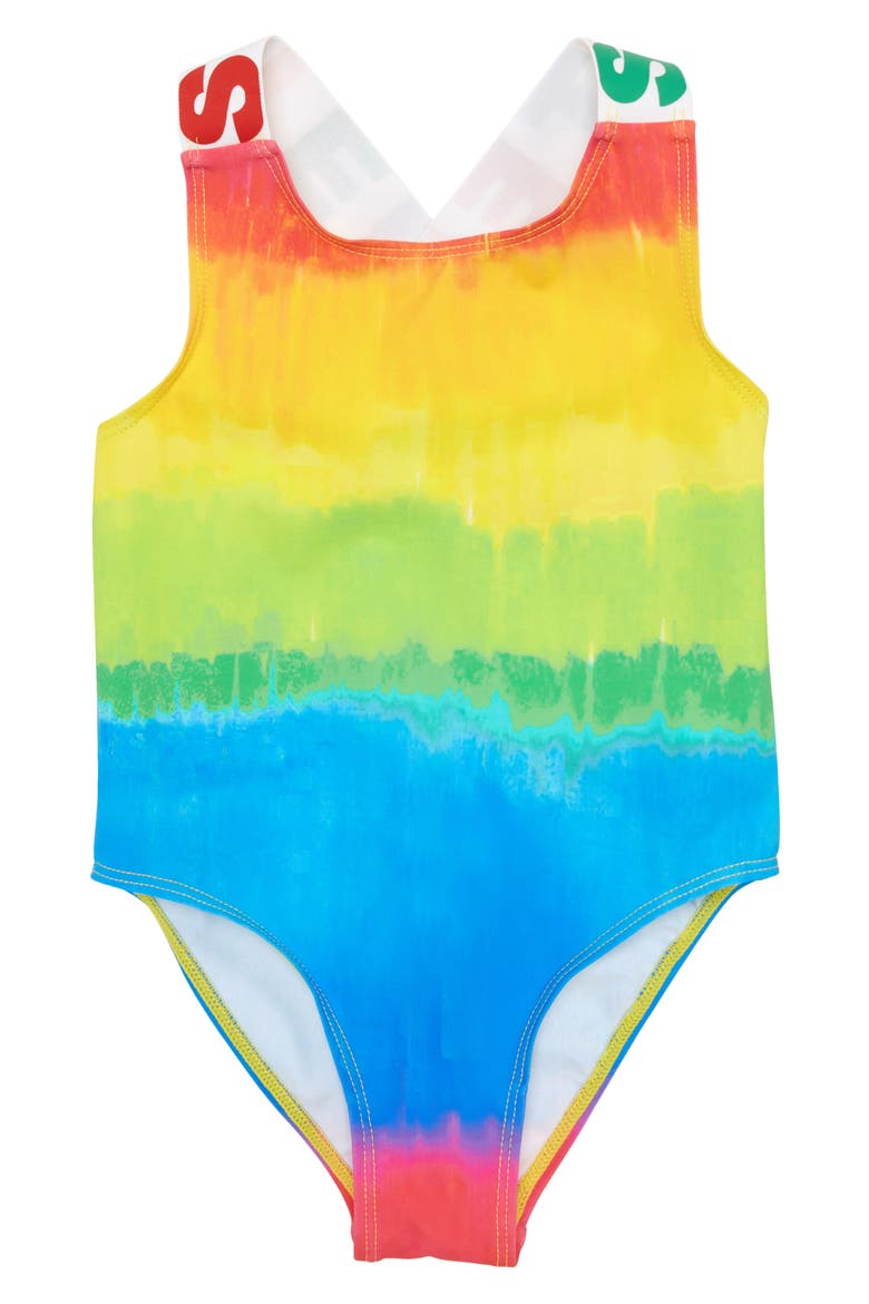 Kids' Rainbow One-Piece Swimsuit, Main, color, MULTI