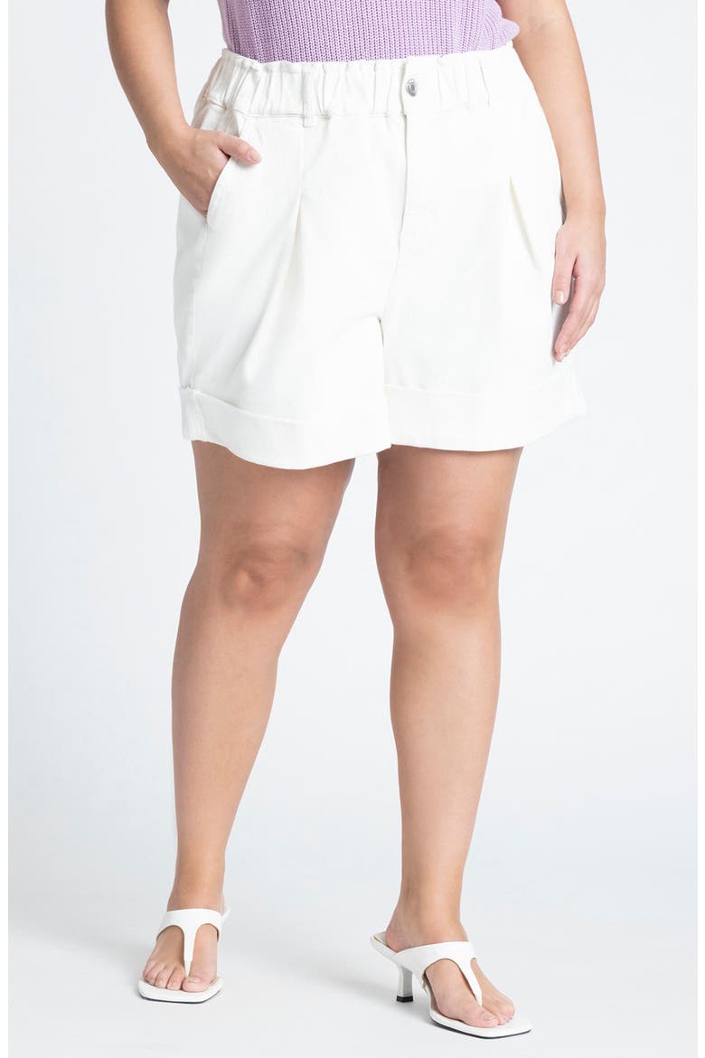 Pleated Shorts, Main, color, WHITE
