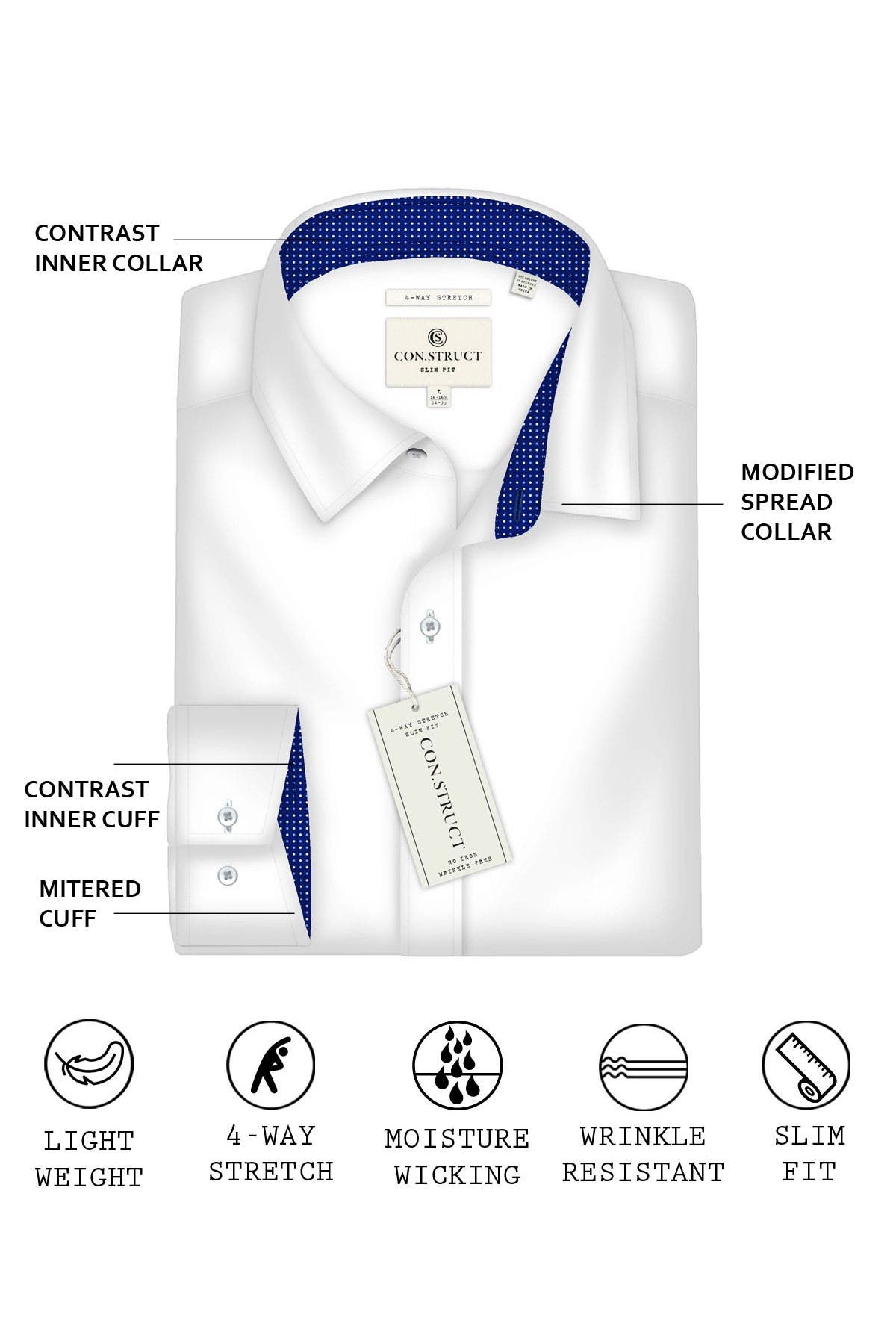CONSTRUCT 4-Way Stretch Slim Fit Plaid Print Dress Shirt (Men ...