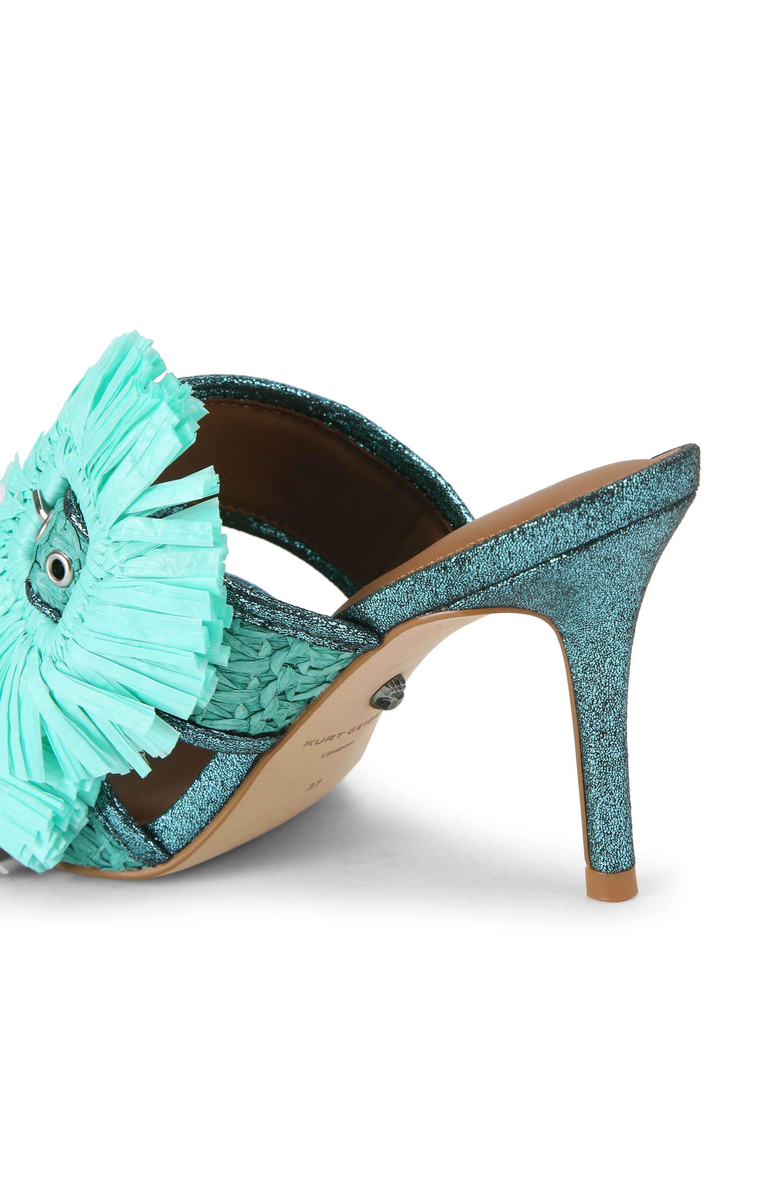 Kurt Geiger London Raffia Flower Buckle Sandal, Alternate, color, Turquoise/ Aqua
