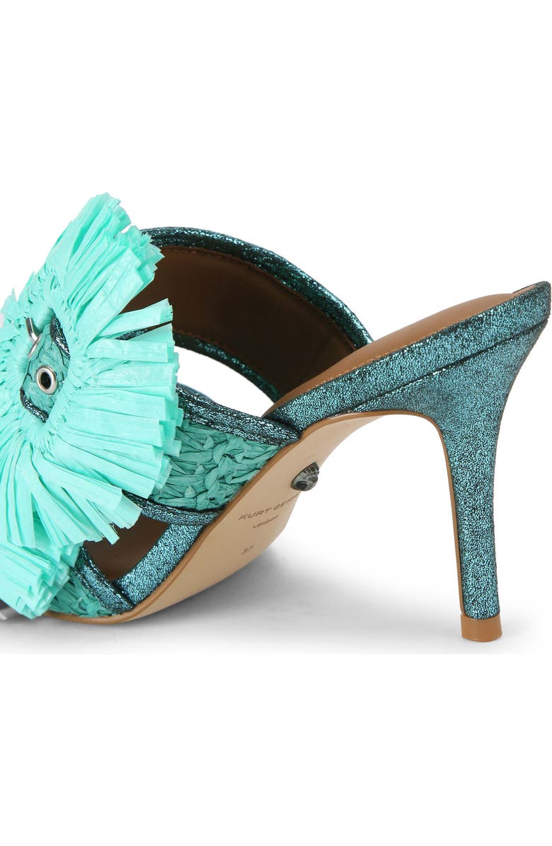 Kurt Geiger London Raffia Flower Buckle Sandal, Alternate, color, Turquoise/ Aqua