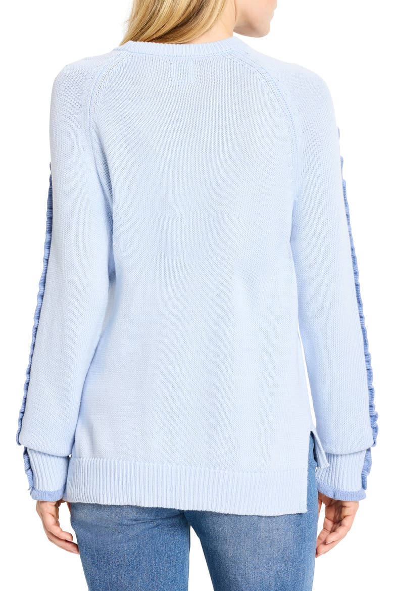 Ruffle Trim Cotton Blend Sweater, Alternate, color, POWDER BLUE
