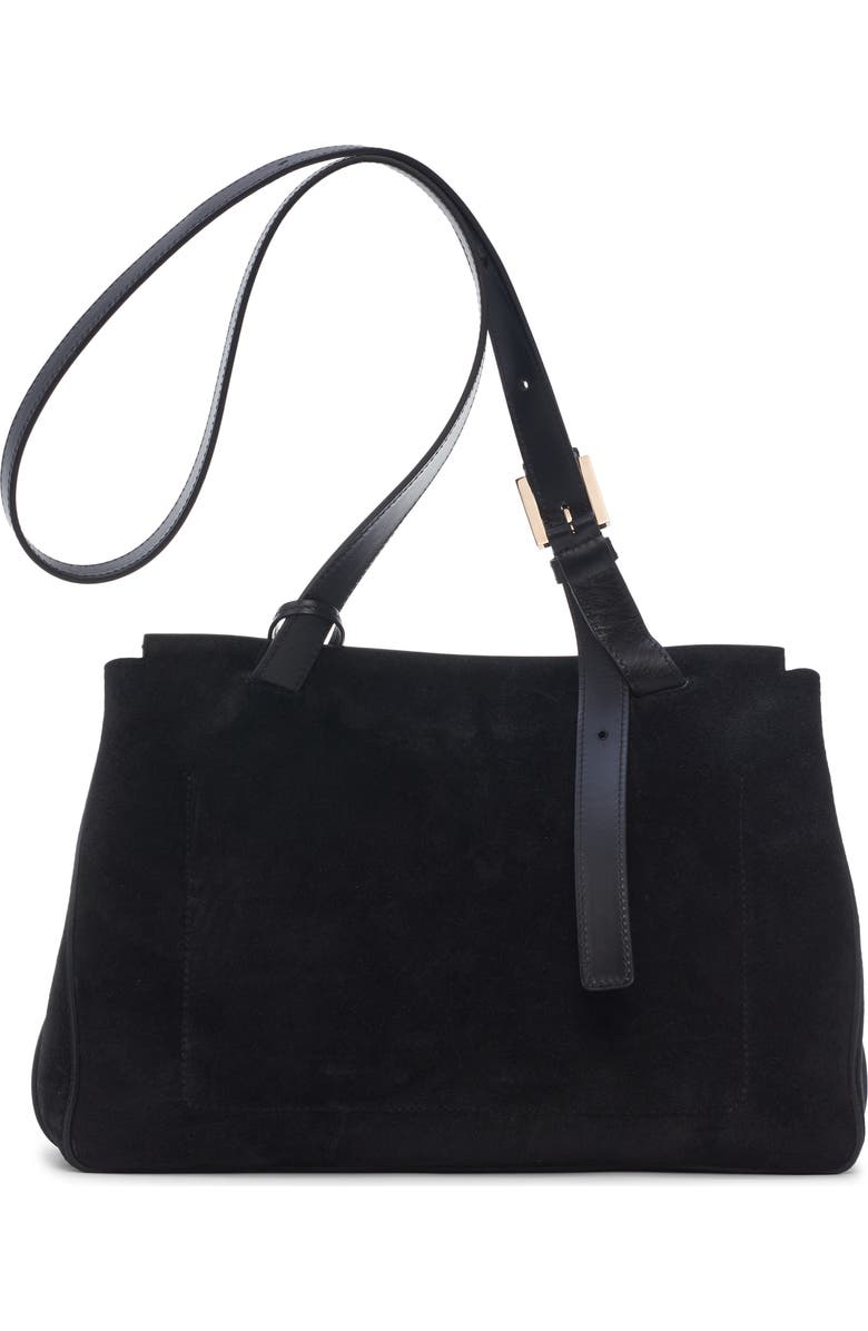 TOM FORD Medium Suede Besace Shoulder Bag, Alternate, color, Black