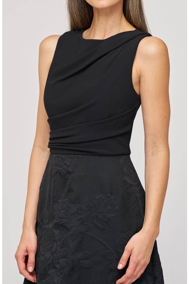 Valery Mixed Media Sleeveless Gown, Alternate, color, BLACK