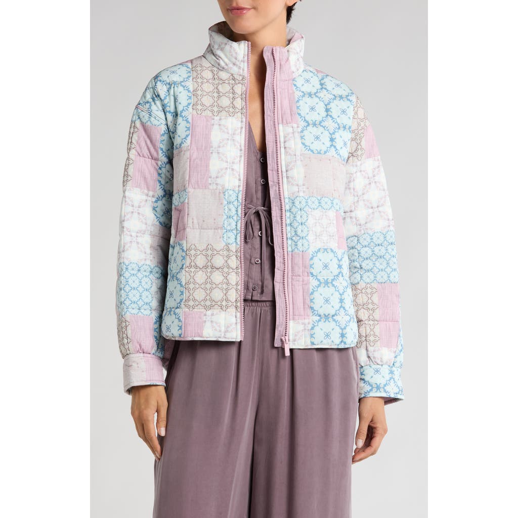 Travismathew Bold & Bloom Quilted Shirt Jacket In Mauve Shadows Multi