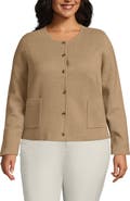 Lands' End Plus Size Fine Gauge Cotton Milano Blazer Sweater