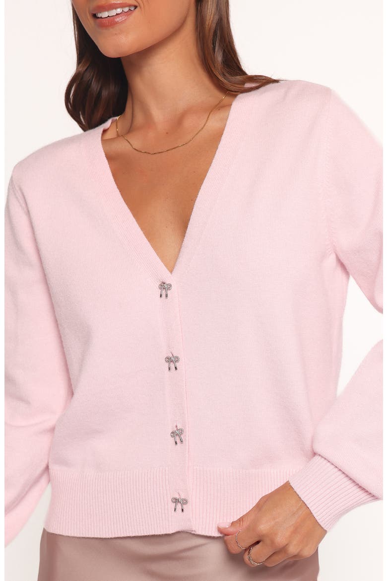 Josey Bow Button Cardigan, Alternate, color, LIGHT PINK