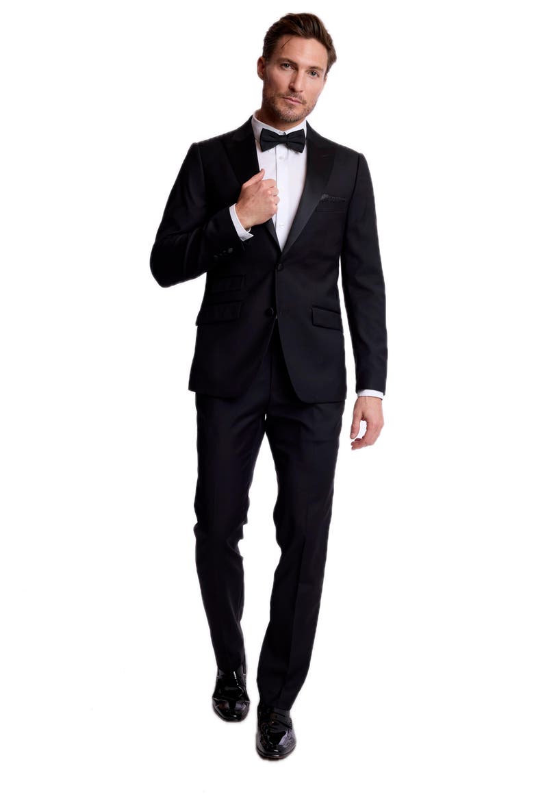 Sloane Mid Rise Slim Leg Tuxedo Pants, Alternate, color, NEW BLACK
