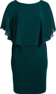 Connected Apparel Cape Sleeve A-Line Dress