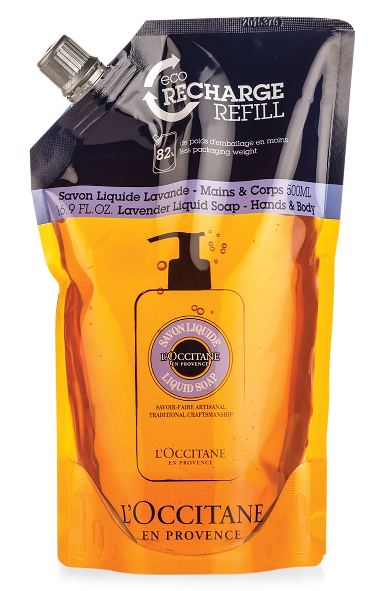 L'Occitane Lavender Liquid Soap for Hands & Body Refill, Main, color,