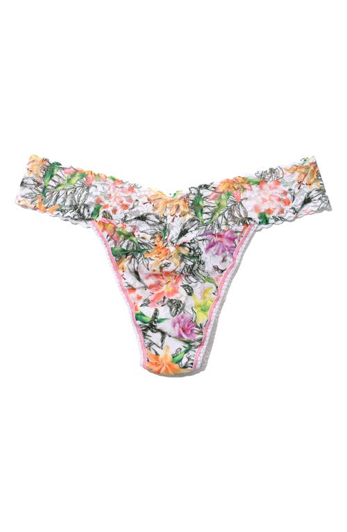 Hanky Panky Printed Signature Lace Original Rise Thong In Botany White