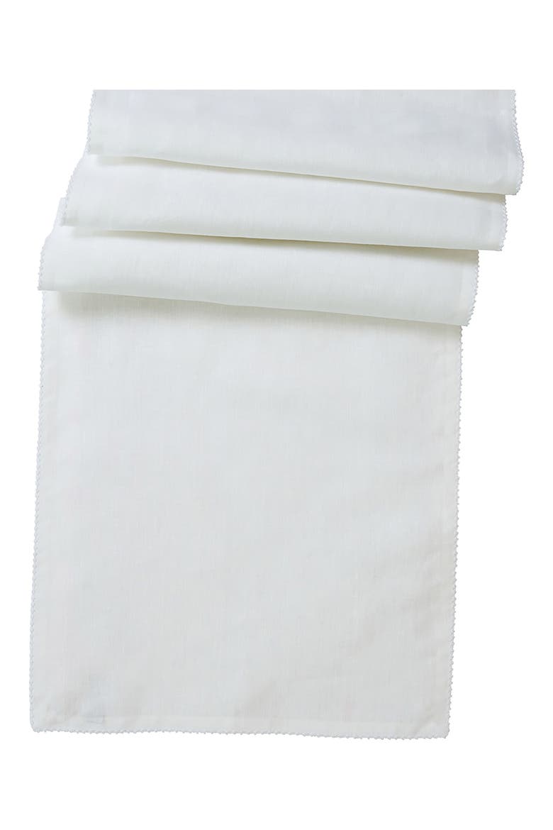Berry Scallop Linen Table Runner, Main, color, WHITE