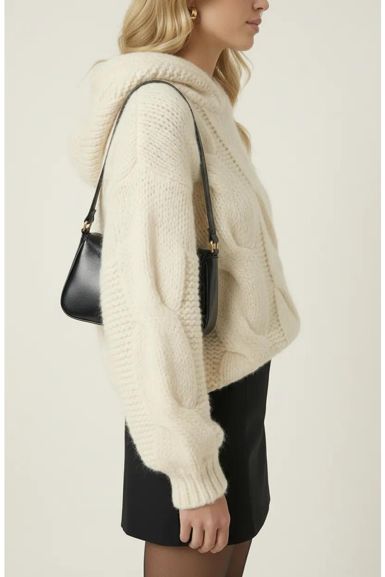 Cable-Knit Hoodie with Pockets, Alternate, color, Cream