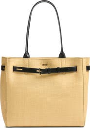 TOM FORD Audrey Medium Raffia & Leather Tote