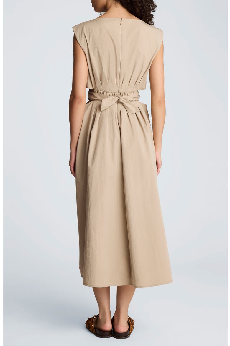 Cutout D-Ring Tie Back Midi Dress, Alternate, color, TIMELESS TAUPE