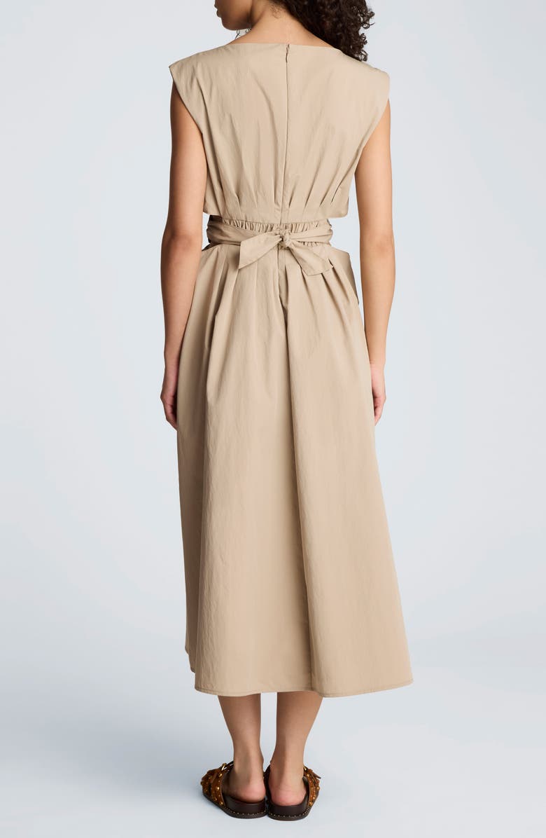 Kenneth Cole Cutout D-Ring Tie Back Midi Dress, Alternate, color, Timeless Taupe
