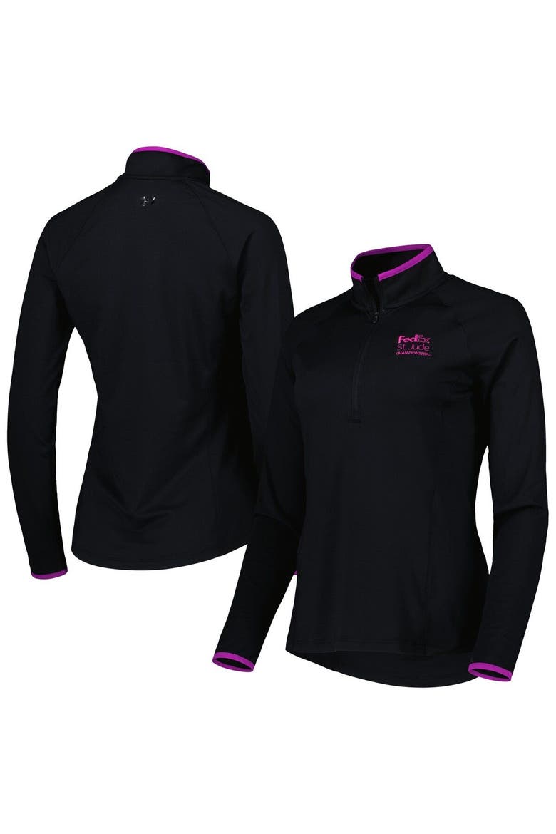 Women's Under Armour Black FedEx St. Jude Championship T2 Green Raglan Quarter-Zip Top, Main, color, Black