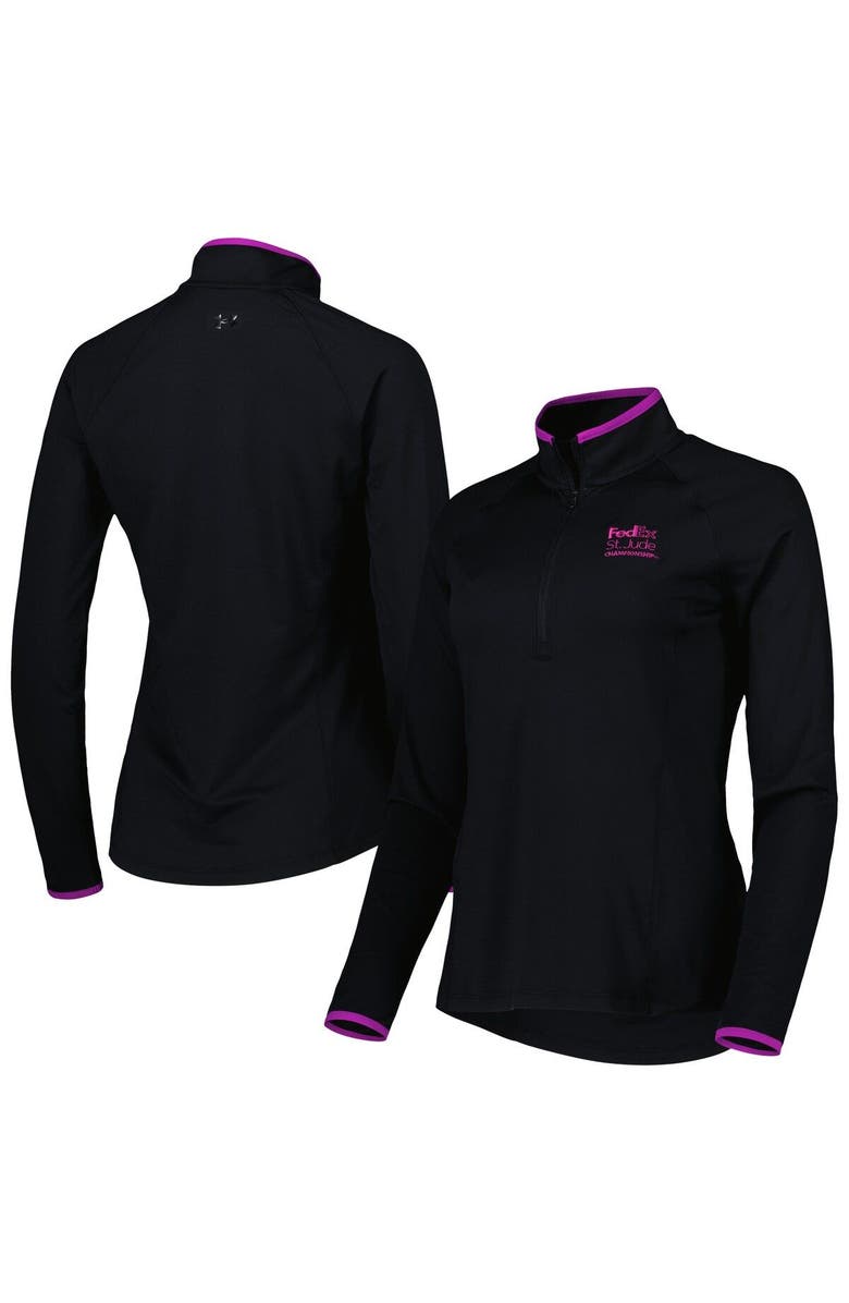 Under Armour Women's Under Armour Black FedEx St. Jude Championship T2 Green Raglan Quarter-Zip Top, Main, color, 