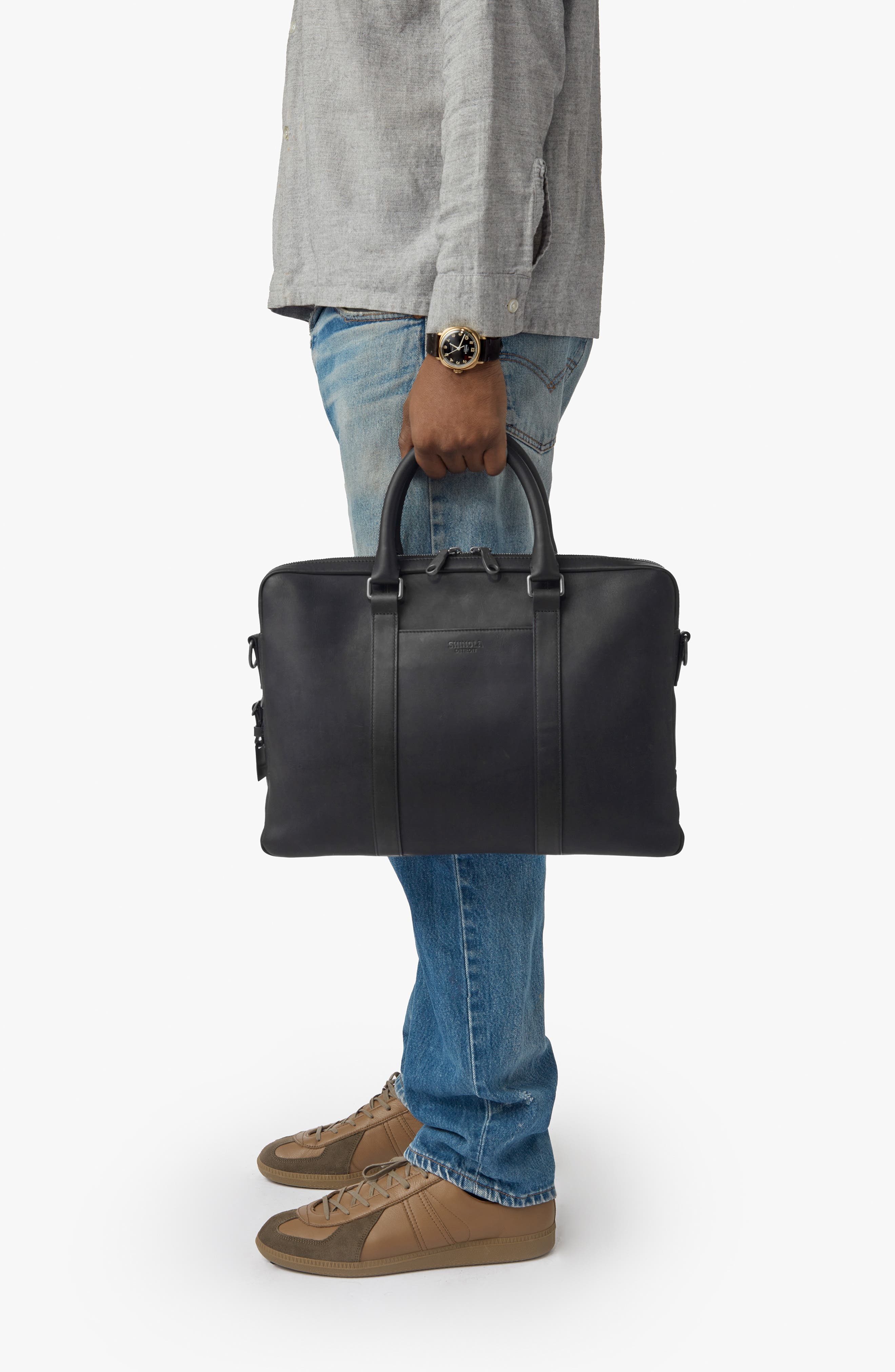 Shinola Navigator Leather Computer Briefcase, Alternate, color, Black