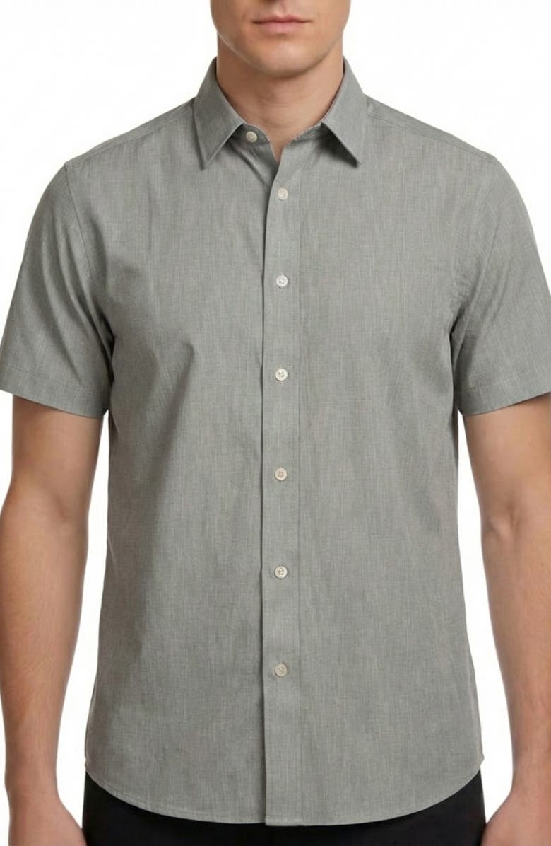 Report Collection Short Sleeve Stretch Button-Up Shirt, Main, color, Sage