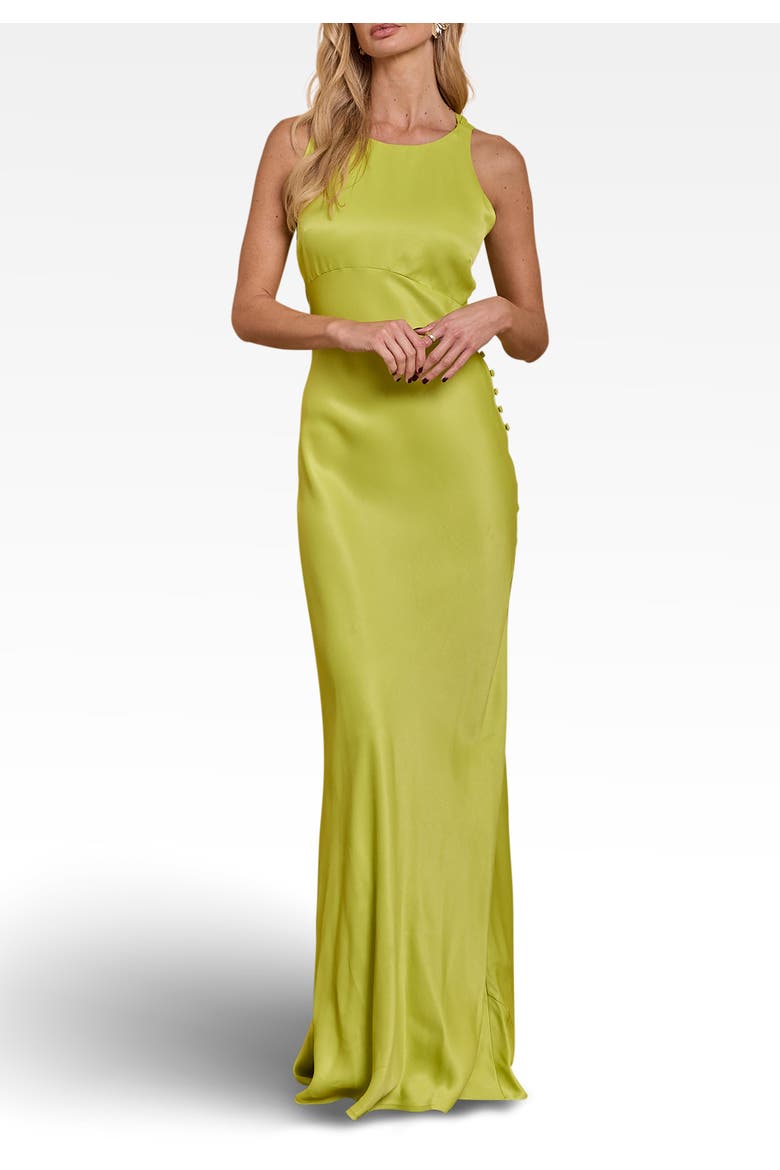 Coco Satin Dress, Alternate, color, Lime
