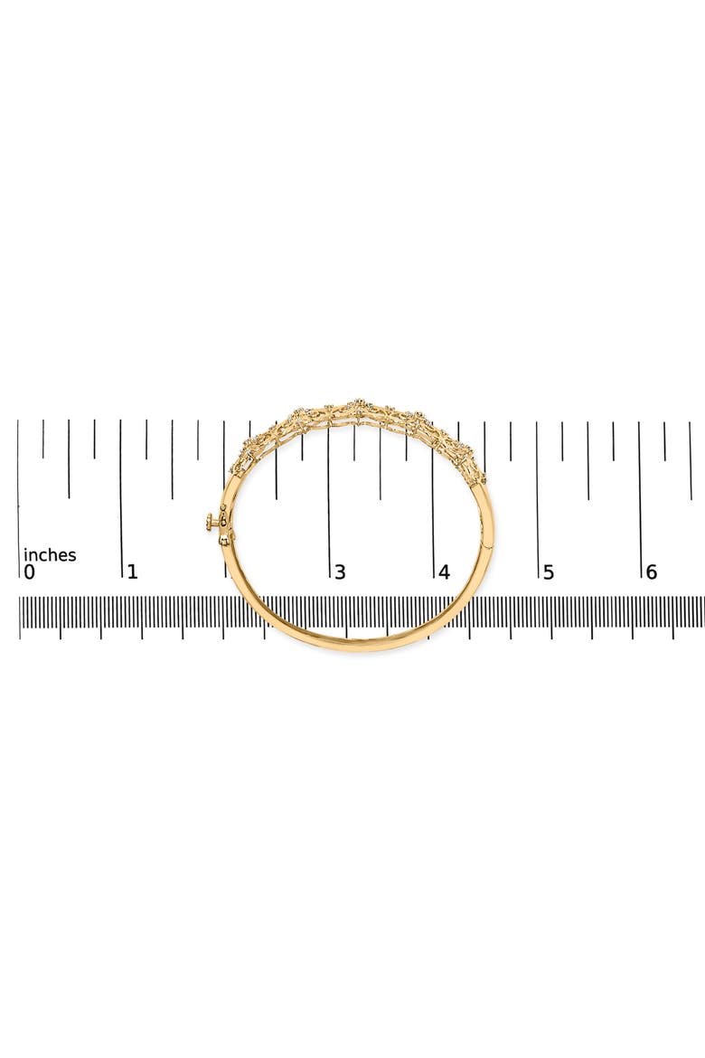 14K Gold 1.00 Cttw Diamond Vintage Inspired Floral Bangle Bracelet, Alternate, color, Yellow