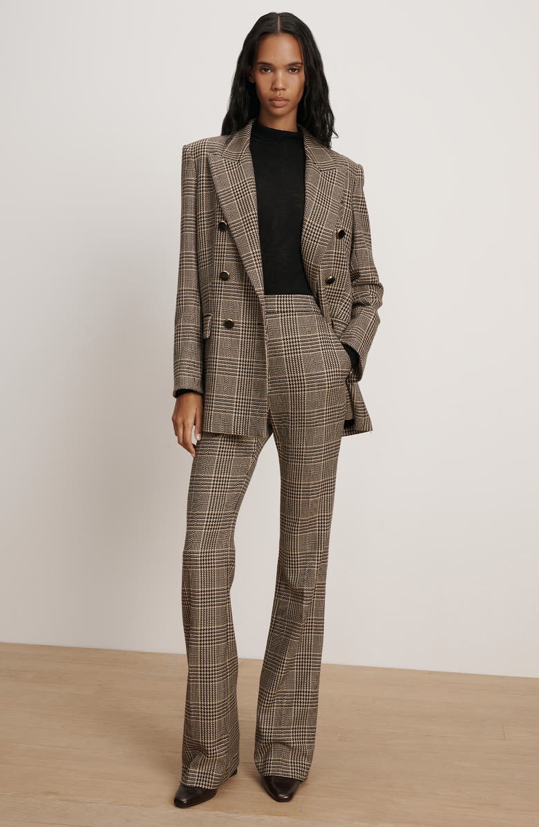 Veronica Beard Gracie Houndstooth Flare Leg Pants, Alternate, color,