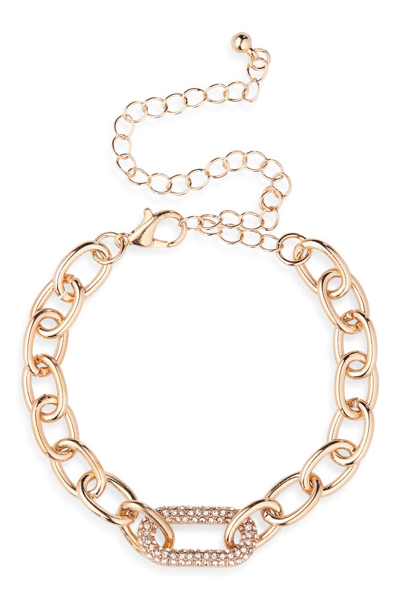 Chunky Link Pavé CZ Bracelet, Main, color, CLEAR- GOLD