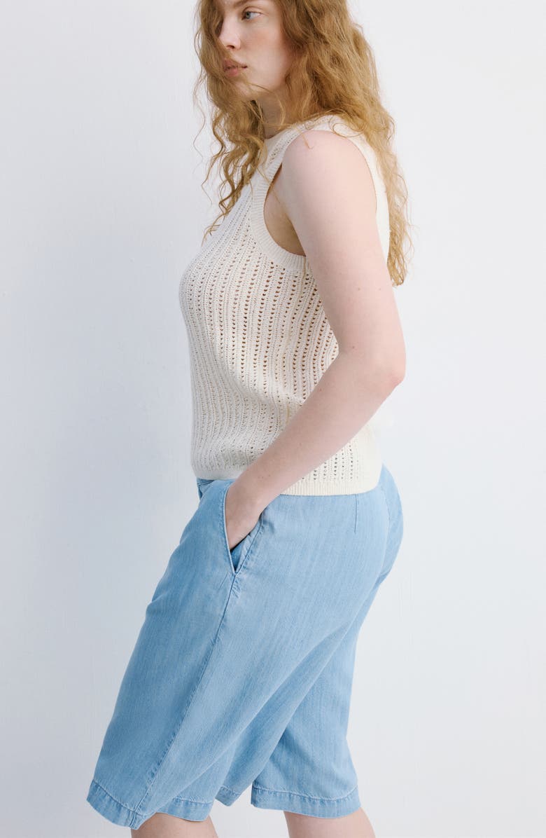 MANGO Low Rise Denim Bermuda Shorts, Alternate, color,