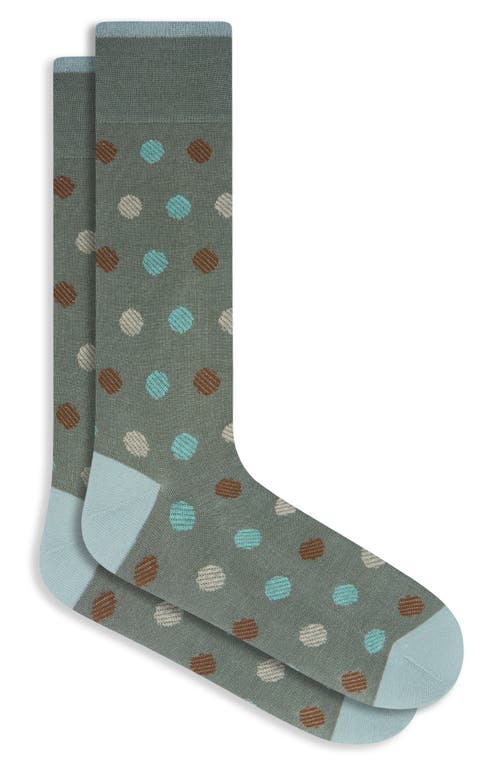 Bugatchi Gradient Dot Mercerized Cotton Blend Dress Socks In Green