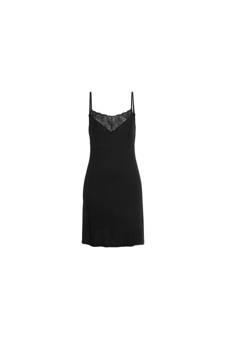 Lace Detail Nightgown, Alternate, color, Black