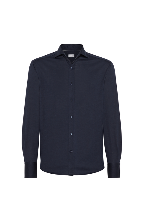 【値下げ中】BRUNELLO CUCINELLI 襟付き長袖トップス 紺x白 M Tuxedo shirt for Man in Denim | Brunello Cucinelli
