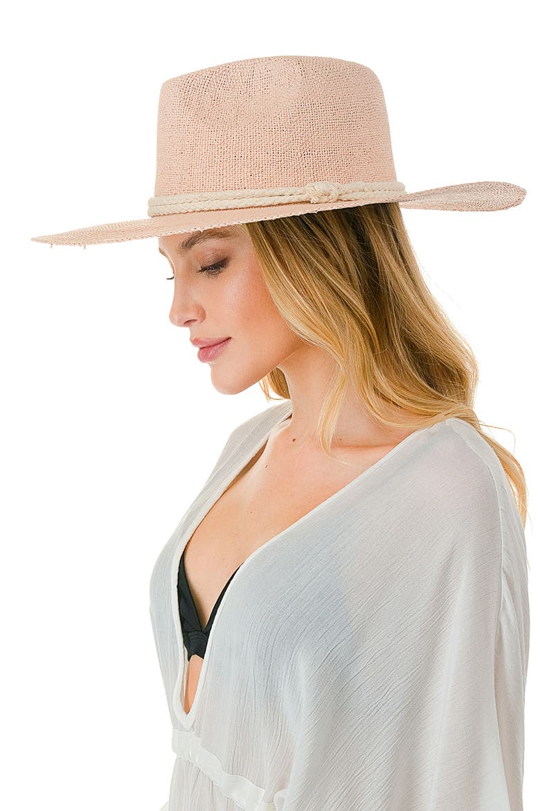 Rope Band Straw Panama Hat, Alternate, color, BLUSH