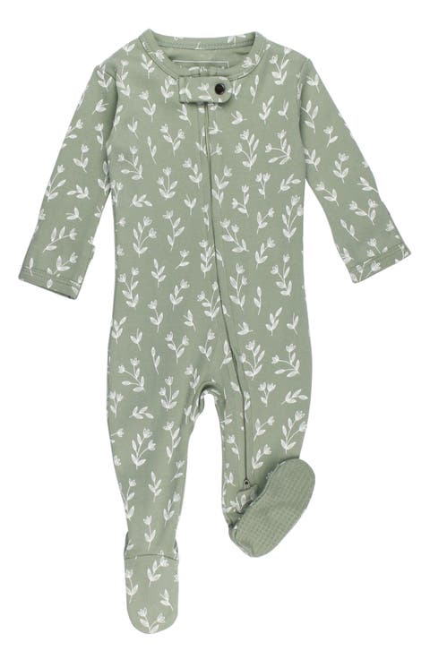 Print Organic Cotton Two-Way Zip Footie (Baby)