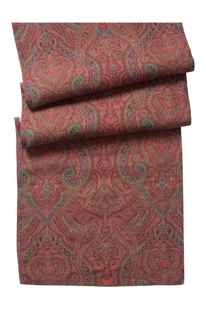 Paisley Linen Table Runner, Main, color, RED