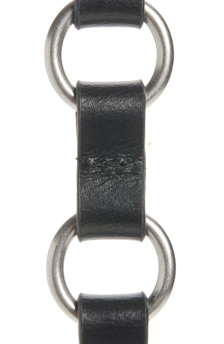 AllSaints Circle Ring Leather Belt, Alternate, color, Black / Antique Nickel